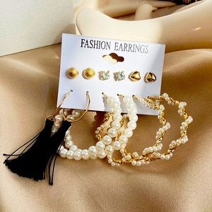 Acrylic and pearls fashion earrings